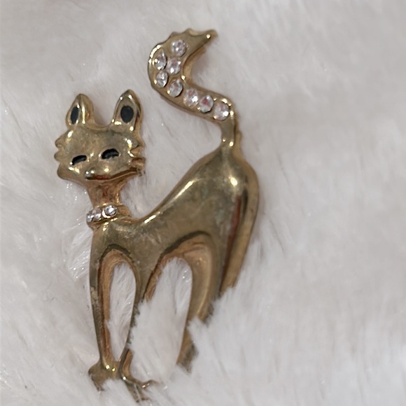 VINTAGE NEW FOX BROOCH  W RHINESTONE TAIL AND COLLAR NEW - Picture 4 of 11